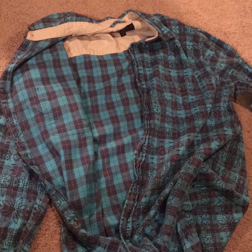 Plaid/Pattern Button Up (Blue) - Picture 2 of 2